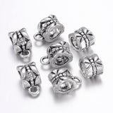 Tibetan Style Alloy Hangers, Bail Beads, Lead Free, Cadmium Free and Nickel Free, Cup, Antique Silver, about 11.5mm long, 6mm wide, 8mm thick, Inner Diameter: 4.3x4.4mm, hole: 2mm, 20pc/Set