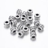 Tibetan Style Alloy Spacer Beads, Column, Antique Silver, Lead Free & Cadmium Free & Nickel Free, 5x4mm, Hole: 2.2mm, 100pcs/Set