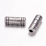 Tibetan Style Alloy Tube Beads, Lead Free & Nickel Free & Cadmium Free, Antique Silver, about 3.5mm wide, 9.5mm long, hole: 2mm, 50pc/Set