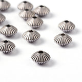 Tibetan Style Alloy Spacer Beads, Lead Free & Nickel Free & Cadmium Free, Bicone, Antique Silver, about 7.8mm in diameter, 5.5mm thick, hole: 1mm, 50pc/Set
