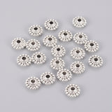 Tibetan Style Bicone Spacer Beads, Lead Free and Cadmium Free, Antique Silver, about 11mm in diameter, 5mm thick, hole: 3mm, 20pc/Set