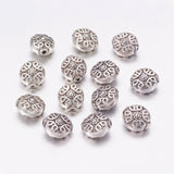 Tibetan Style Alloy Beads, Lead Free & Nickel Free & Cadmium Free, Flat Round, Antique Silver, about 11mm long, 10mm wide, 6mm thick, hole: 1mm, 20pc/Set