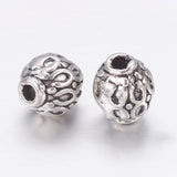 Tibetan Style Alloy Beads, Lead Free & Nickel Free & Cadmium Free, Round, Antique Silver, about 6mm in diameter, hole: 1.5mm, 50pc/Set