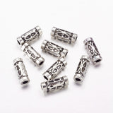 Tibetan Style Alloy Beads, Lead Free & Nickel Free & Cadmium Free, Tube, Antique Silver, 13x5mm, Hole: 2.5mm, 10pc/Set