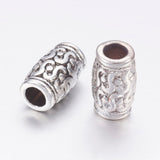 Tibetan Style Zinc Alloy Beads, Lead Free & Cadmium Free, Tube, Antique Silver, 12x7mm, Hole: 3.5mm, 20pc/Set