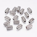 Tibetan Style Zinc Alloy Beads, Lead Free & Cadmium Free, Tube, Antique Silver, 12x7mm, Hole: 3.5mm, 20pc/Set