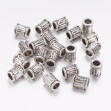 Tibetan Style Alloy Beads, Lead Free & Nickel Free & Cadmium Free, Column, Antique Silver, about 8mm long, 6mm wide, hole: 4mm, 50pc/Set