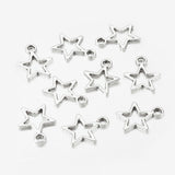 Tibetan Style Alloy Charms, Star, Antique Silver, Lead Free & Cadmium Free, 14.5x12x1mm, Hole:2mm, 50pc/Set