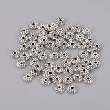 Tibetan Style Alloy Spacer Beads, Flat Round, Antique Silver, Lead Free & Cadmium Free, 6x6x2mm, Hole: 1mm, 100pc/Set