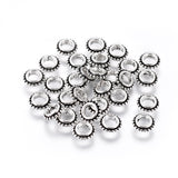 Tibetan Style Alloy Spacer Beads, Donut, Antique Silver, Lead Free & Cadmium Free & Nickel Free, 8x2.5mm, Hole: 4mm, 100pc/Set