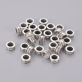 Tibetan Style Spacer Beads, Lead Free and Cadmium Free, Column, Antique Silver Color, Size: about 8mm in diameter, 4mm thick, hole: 5mm, 10pcs/Set