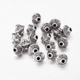 Tibetan Style Antique Silver Tone Bicone Alloy Spacer Beads, Metal Findings Accessories for DIY Crafting, Lead Free & Cadmium Free & Nickel Free, 5.4x6.3mm, Hole: 1mm, 50pcs/Set