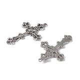 Tibetan Style Alloy Pendants, For Easter, Crucifix Cross Pendant, Antique Silver, Lead Free and Cadmium Free, 43.5x26x3mm, Hole: 2mm, 10pc/Set