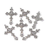 Tibetan Style Alloy Pendants, For Easter, Crucifix Cross Pendant, Antique Silver, Lead Free and Cadmium Free, 43.5x26x3mm, Hole: 2mm, 10pc/Set