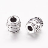 Tibetan Style Alloy Beads, Lead Free & Nickel Free & Cadmium Free, Barrel, Antique Silver, about 8mm wide, 8mm thick, hole: 3mm, 20pc/Set