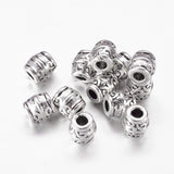 Tibetan Style Alloy Beads, Lead Free & Nickel Free & Cadmium Free, Barrel, Antique Silver, about 8mm wide, 8mm thick, hole: 3mm, 20pc/Set