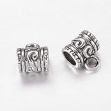 Tibetan Style Alloy Tube Bails, Loop Bails, Bail Beads, Column, Antique Silver, Lead Free and Cadmium Free, 9x7mm, Hole: 2.5mm, Inner Diameter: 4.6mm, 20pc/Set