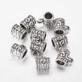 Tibetan Style Alloy Tube Bails, Loop Bails, Bail Beads, Column, Antique Silver, Lead Free and Cadmium Free, 9x7mm, Hole: 2.5mm, Inner Diameter: 4.6mm, 20pc/Set