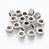 Tibetan Style Alloy European Beads, Large Hole Beads, Lead Free & Cadmium Free, Column, Antique Silver, about 8mm in diameter, 5mm thick, hole: 4.5mm, 20pcs/Set