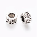 Tibetan Style Alloy European Beads, Large Hole Beads, Lead Free & Cadmium Free, Column, Antique Silver, about 8mm in diameter, 5mm thick, hole: 4.5mm, 20pcs/Set