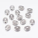 Tibetan Style Alloy Beads, Oval, Antique Silver, Lead Free & Cadmium Free, 11x9x4mm, Hole: 2mm, 20pc/Set