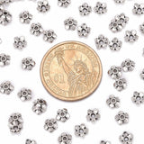 Antique Silver Plated Tibetan Silver 5-Petal Flower Bead Caps, Lead Free & Cadmium Free, about 6.5mm long, 6.5mm wide, 2mm thick, Hole: 2mm, 200pc/Set