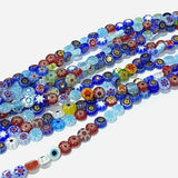 Handmade Millefiori Glass Flat Round Bead Strands, Single Flower Design, Colorful, 6x2.5mm, Hole: 1mm, about 64~68pcs/strand, 14.5~15 inch