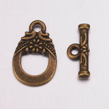 Tibetan Style Alloy Toggle Clasps, Cadmium Free & Nickel Free & Lead Free, Antique Bronze, TeraTeardrop: 19x11mm, Hole: 2mm, Bar: 14x6mm, Hole: 1.8mm, 20Set/Set