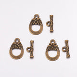 Tibetan Style Alloy Toggle Clasps, Cadmium Free & Nickel Free & Lead Free, Antique Bronze, TeraTeardrop: 19x11mm, Hole: 2mm, Bar: 14x6mm, Hole: 1.8mm, 20Set/Set