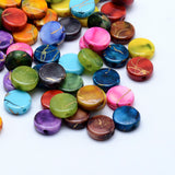 Drawbench Acrylic Beads, Spray Painted, Flat Round, Mixed Color, 9x3.5mm, Hole: 1mm, 50pc/Set