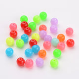 Fluorescent Acrylic Beads, Round, Mixed Color, 6mm, Hole: 1.5mm, 200pc/Set