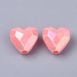 Opaque Acrylic Beads, AB Color Plated, Faceted, Heart, Mixed Color, 13x13x7.5mm, Hole: 2.5mm, 50pc/Set