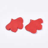 Spray Painted Acrylic Pendants, Rubberized Style, Ginkgo Leaf, Red, 33x45x2mm, Hole: 1.4mm, 10pc/Set