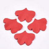 Spray Painted Acrylic Pendants, Rubberized Style, Ginkgo Leaf, Red, 33x45x2mm, Hole: 1.4mm, 10pc/Set