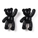 Opaque Acrylic Pendants, Bear, Black, 37x28x13mm, Hole: 2.5mm, 10pc/Set