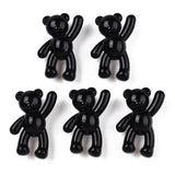 Opaque Acrylic Pendants, Bear, Black, 37x28x13mm, Hole: 2.5mm, 10pc/Set