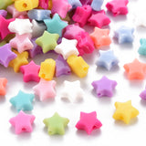 Opaque Acrylic Beads, Star, Mixed Color, 8x9x3.5mm, Hole: 1.6mm, 200pc/Set