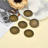 Iron Plain Edge Bezel Cups, Cabochon Settings, Flat Round, Antique Bronze, Tray: 25mm, 27x2mm, 20pcs/Set