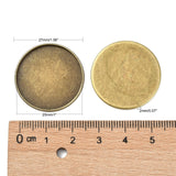 Iron Plain Edge Bezel Cups, Cabochon Settings, Flat Round, Antique Bronze, Tray: 25mm, 27x2mm, 20pcs/Set