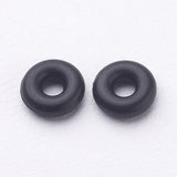 Black Rubber O Rings, Donut Spacer Beads, Fit European Clip Stopper Beads, about 6mm in diameter, 1.9mm thick, 2.2mm inner diameter, 100pc/Set