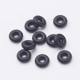 Black Rubber O Rings, Donut Spacer Beads, Fit European Clip Stopper Beads, about 6mm in diameter, 1.9mm thick, 2.2mm inner diameter, 100pc/Set