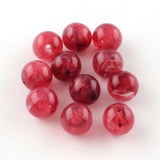 Round Imitation Gemstone Acrylic Beads, Cerise, 8mm, Hole: 2mm, 50pc/Set