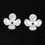 4-Petal ABS Plastic Imitation Pearl Bead Caps, Flower, Creamy White, 10.5x10.5x4.5mm, Hole: 1.5mm, 100pc/Set