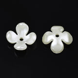 4-Petal ABS Plastic Imitation Pearl Bead Caps, Flower, Creamy White, 10.5x10.5x4.5mm, Hole: 1.5mm, 100pc/Set