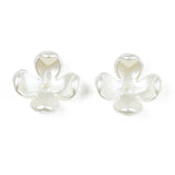 4-Petal ABS Plastic Imitation Pearl Bead Caps, Flower, Creamy White, 10.5x10.5x4.5mm, Hole: 1.5mm, 100pc/Set