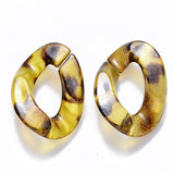 Transparent Acrylic Linking Rings, Quick Link Connectors, Imitation Leopard Skins, for Curb Chains Making, Twist, Gold, 30x21x6mm, Inner Diameter: 16x8mm, 20pc/Set