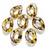 Transparent Acrylic Linking Rings, Quick Link Connectors, Imitation Leopard Skins, for Curb Chains Making, Twist, Gold, 30x21x6mm, Inner Diameter: 16x8mm, 20pc/Set