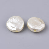 ABS Plastic Imitation Pearl Beads, Flat Round, Beige, 14.5x14.5x5.5mm, Hole: 1.6mm, 100pc/Set