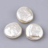 ABS Plastic Imitation Pearl Beads, Flat Round, Beige, 14.5x14.5x5.5mm, Hole: 1.6mm, 100pc/Set