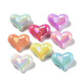 UV Plating Opaque Acrylic Beads, Iridescent, Heart, Mixed Color, 16.5x21x10mm, Hole: 2mm, 20pc/Set